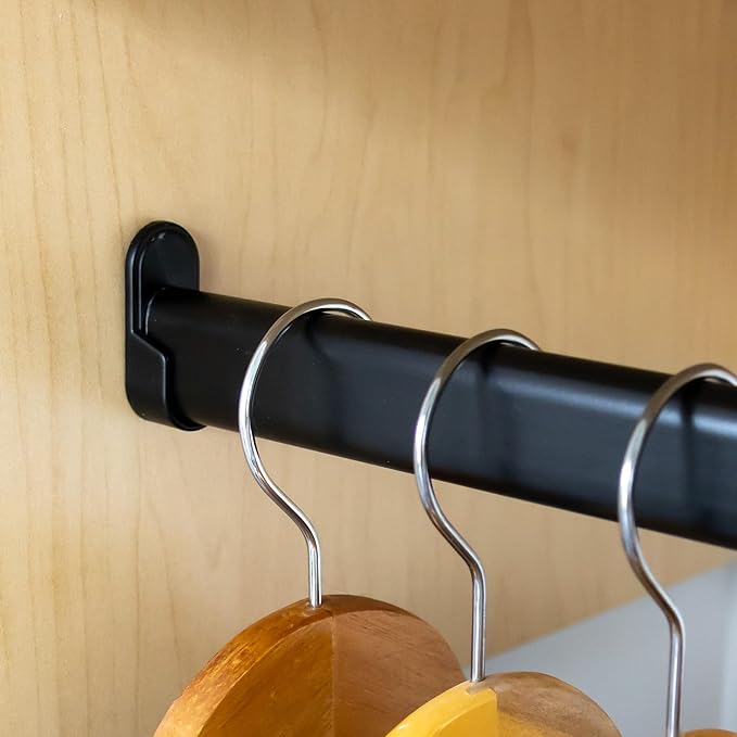 Oval Closet Rod with End Supports (MATTE BLACK - 48 inch)