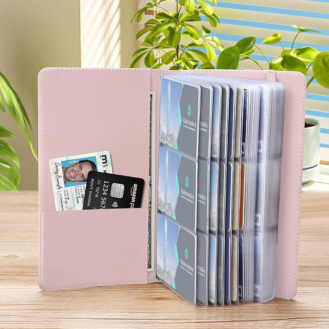 Floral Business Card Book Holder Organizer for Women, 240 Card Capacity, Stylish Name Card and Credit Card Holder for Professionals (Bow)