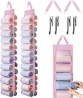 DHSFKBE Legging Organizer Storage, 2PCS T Shirt Organizer, Foldable Hanging Closet Organizer Storage with 26 Roll Independent Compartments for Yoga Pants, Tank Top, Towel, Underwear (Pink)