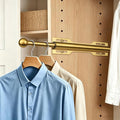 Valet Rod for Closet Pull Out, 12" Adjustable extending closet rod, Standard Retractable closet rod organization rack, Valet Clothing Hanger Rods Extender for Wardrobe Laundry Bathroom (Brushed Gold)