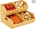 Bamboo Pantry Storage Bins, Potato and Onion Storage Bin for Countertop, Pantry Organizers and Storage Bins for Vegetables