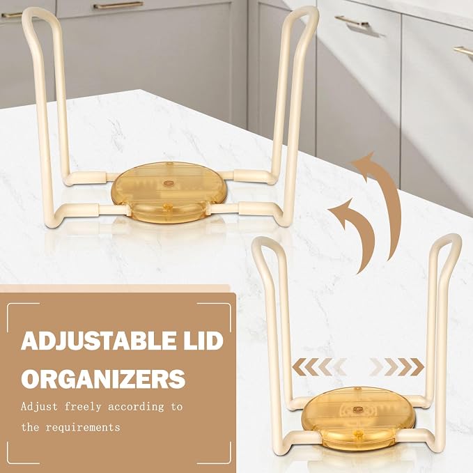 3 Pack Adjustable Lids Organizer for Rubbermaid Brilliance Lids, Lid Organizers Inside Cabinet for Pyrex Snapware, Lids Holders Suitable for Storing Lids of Various Sizes Grey（5.51in-8.27in）