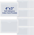 Chinco 30 Pcs Self Adhesive Pockets, Bin Labels for Storage Bins, Clear Pocket Label Sleeves, Plastic Index Card Holder with Top Open for Organizing Bins Box Drawer(4 x 3 Inch)
