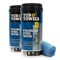 Tub O' Towels Heavy Duty Stainless Steel Cleaner Wipes 2 Pack – 40 Count Cleaning Wipes with 12 x 12 Microfiber Cloth for Appliances & Metal Surfaces