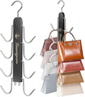 Purse Hanger, 2 Pack Purse Organizer for Closet with 16 Hooks for Heavy Bags, Sturdy Bag Storage, Rotatable Handbag Holder, Purse Rack Space Saving Backpack Hanging Closet Organizer Hangers, Black