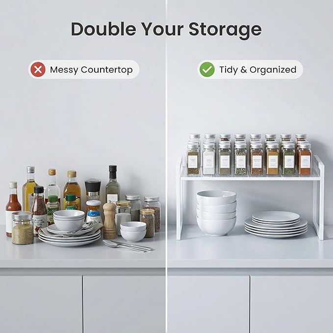 Cabinet Organizer 16.6''W 44 LBS Load Capacity Heavy Duty Kitchen Pantry Shelf Counter Countertop Storage Rack