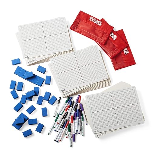 hand2mind XY Coordinate Grid White Boards for Students, Grid Board for Graphing, Dry Erase Boards, Portable Whiteboard, School Supplies, Classroom Supplies (Pack of 30)