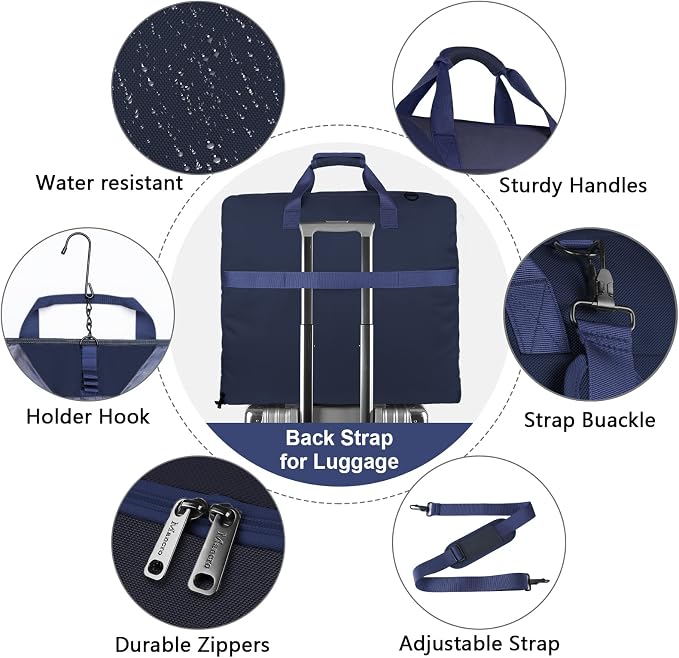 Mancro Carry On Suit Garment Bags, Travel Luggage Bag for Men Women, Blue | Waterproof Foldable Garment Bag with Hanging Compartment to Help Reduce Wrinkles, Suit Bag with Adjustable Shoulder Strap