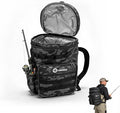 FUNHORUN Fishing Bucket Organizer for 5 Gallon Bucket, Fishing Tackle Bag | With Backpack Straps, Detachable Lid & Multi-Pockets for Storage, Full Water-Resistant (Bucket, Seat & Tools Not Included)