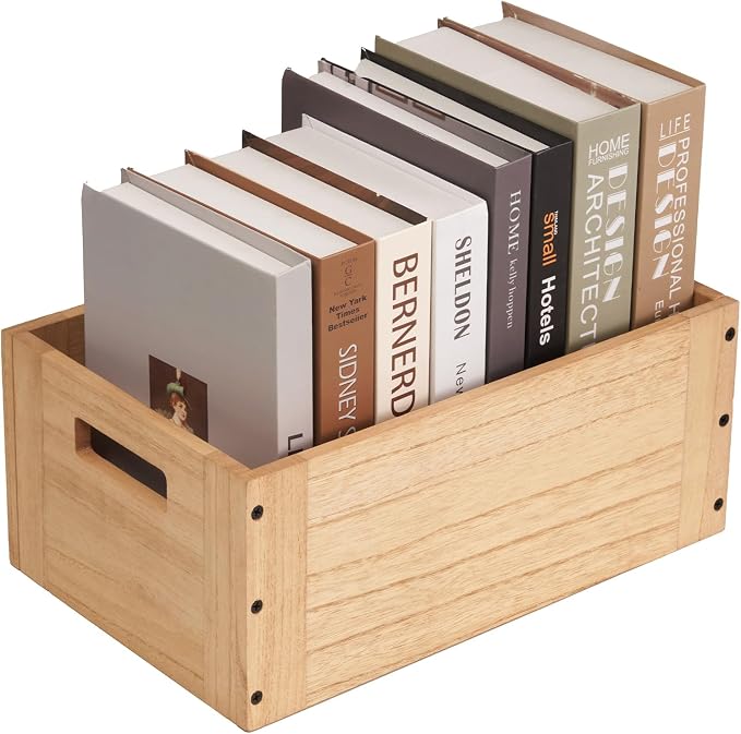 KIRIGEN Stackable Wood Storage Cube with Handles, Open Cubby Bin, Natural | Open-Front Wooden Box Crate for Books, Clothes, Shoes, Closet Storage, and Display for Home Office, Assembly Required C5-NA