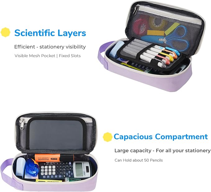 ECHSRT Large Pencil Case, Aesthetic Pen Pouch with Big Capacity, Minimalist Portable Stationery Bag with Handle for Office Organizer Aesthetic Pencil Cases