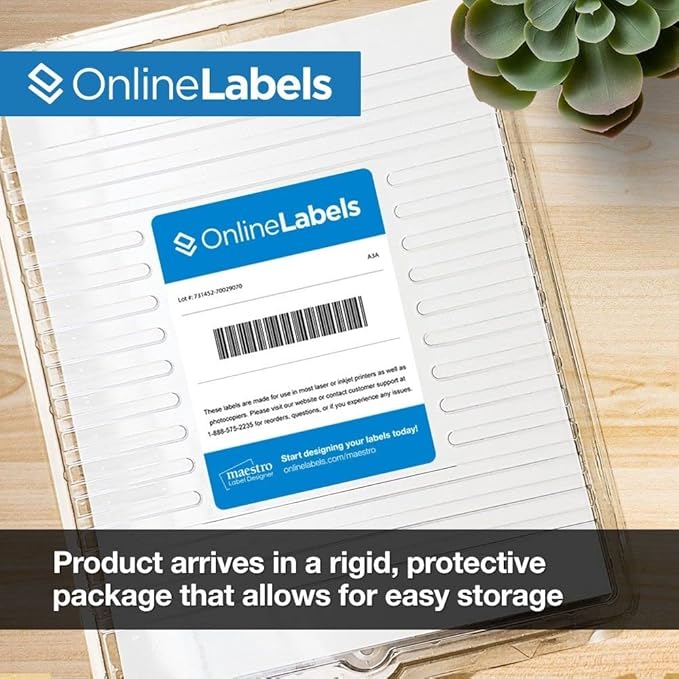 Full Sheet Labels - 8.5 x 11 - Pack of 250 Sheets - Inkjet/Laser Printers - Vertical Back Slit for Easy Peeling - Online Labels