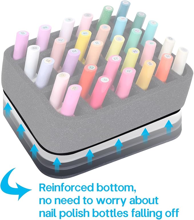 Nail Polish Organizer Holder Foam Pad DIY with 18 Slots for Storage Nail Polish or Essential Oil Tray for Drawers Black