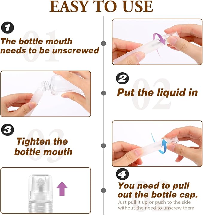 Mozeat Lens 6 PCS 10ml Mini Spray Bottle Plastic Portable Travel Bottle Fine Mist Refillable Mini Perfume Sample Bottles Clear Plastic Spray Bottle Empty for Cleaning Travel Essential Oils