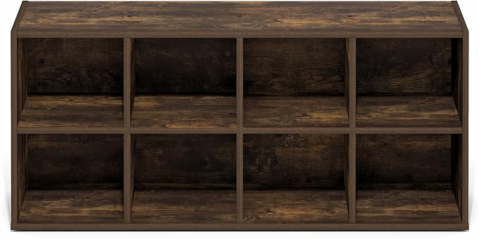 Furinno FANO 8-Cube Shoe Rack, Stackable Shoe Organizer, Amber Pine | 11.7 x 35.9 x 15.6, Shoes Storage, for Closet Entryway, Office, Garage