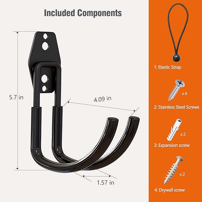 2-Pack EV Charger Holder Wall Mount | Heavy-Duty J-Hook for EV Charger Cable Management, Durable Steel Hook for Indoor/Outdoor Use, Electric Vehicle Charger Cord Organizer Accessory