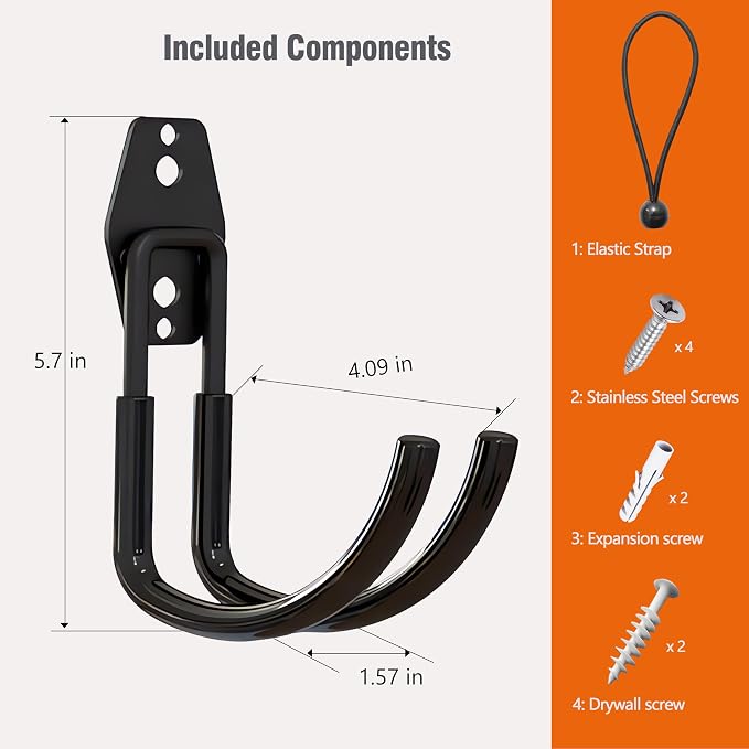 EV Charger Holder Wall Mount | Heavy-Duty J-Hook for Cable Retractor, Durable Steel Hook for Indoor/Outdoor Use, Electric Vehicle Cord Organizer Accessory