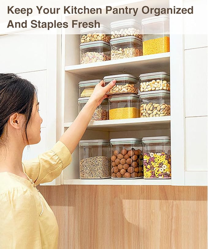 Melovom Large Pop Airtight Food Storage Containers Set with Lids, 4.2Qt Food Containers with Scoop, Kitchen Pantry Organization and Storage, BPA Free Stackable Cereal Container