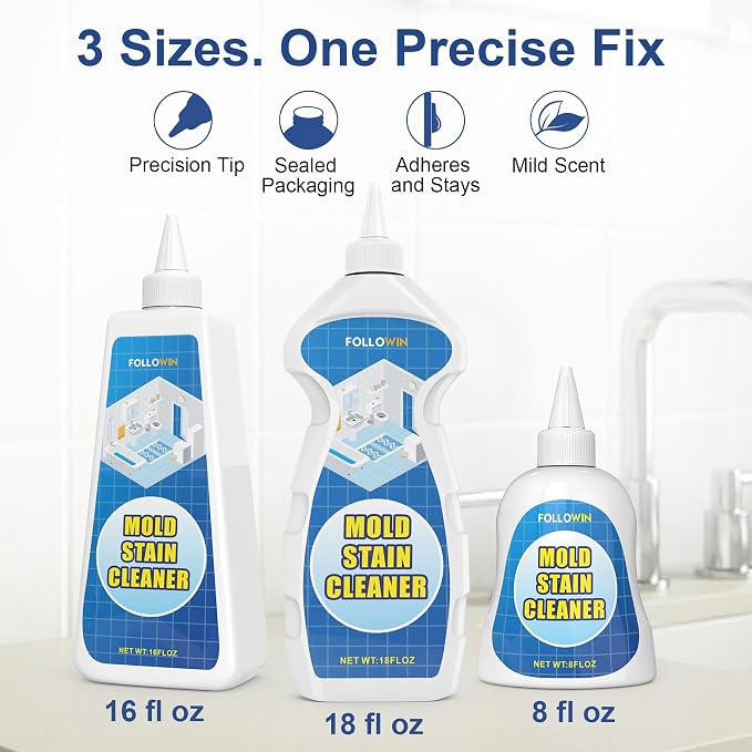 FOLLOWIN Concentrated Gel Cleaner, Stain Remover for Bathroom Grout, Silicone Caulk, Washing Machine Seal, Shower Tile, Kitchen Sink, Bathtub, Window Seals, Hard Surfaces,8 oz