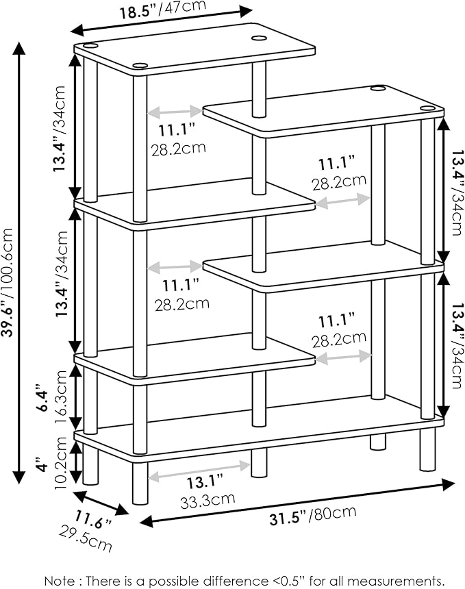 Furinno Turn-N-Tube 6-Tier Accent Display Rack, Espresso/Black