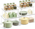 Clear Kitchen Cabinet Organizer, Set of 4 Stackable Spice Rack, Acrylic Shelves for Pantry Organizers and Storage, Tiered Spice Organization for Cabinet, Shelf Organizer for Desk Countertop