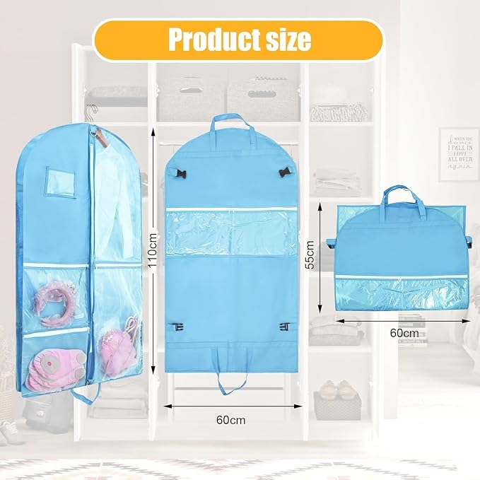 Garment Bag for Dance Costumes, 3 Pack 40 inch Dance Garment Bags for Dancers Hanging Clothes Travel Storage,Kids Dance Recital Bags for Competition,Dance Recital Gifts for Girls