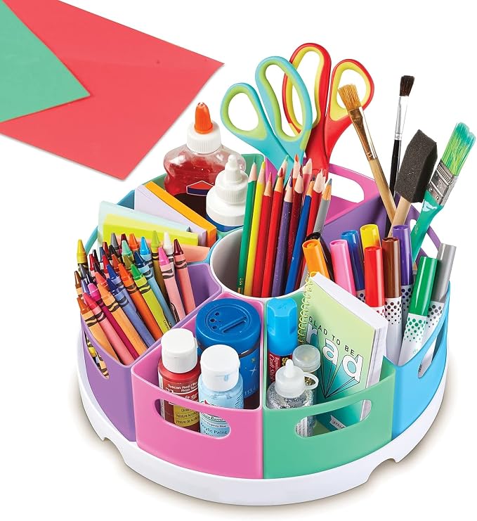 Learning Resources Create-a-Space Storage Center, Pastel | Rotating Caddy Organizer for Kids, Art Supply Organizers for Markers, Pens and Pencils, Classroom Table Caddy for Teachers