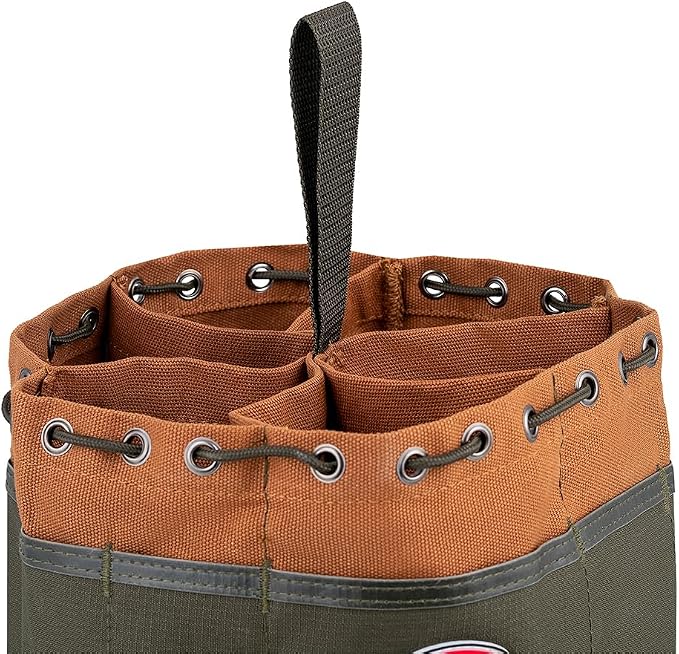 Bucket Boss 25001 Canvas Organizer Parachute Bag with 19 Pockets for Nails,Screws, and Bolts in Brown (Pack of 6)