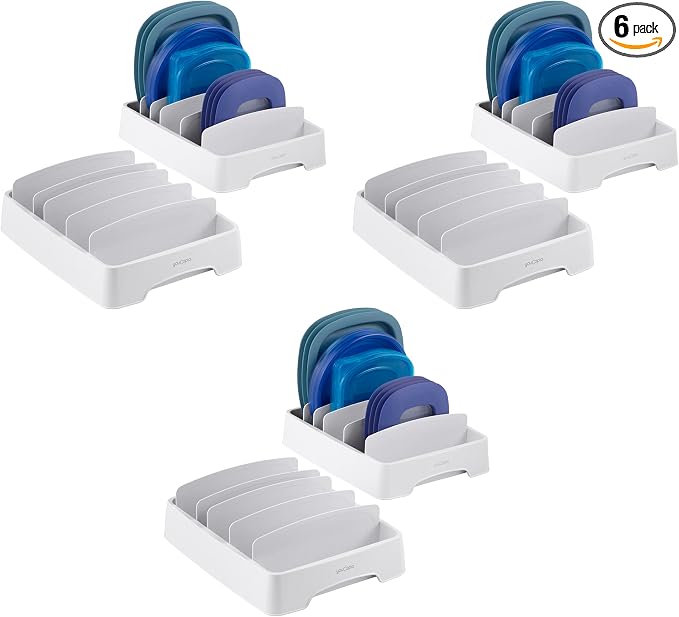 YouCopia StoraLid Adjustable Food Container Lid Organizer for Kitchen Cabinet Storage, Small (Pack of 6)