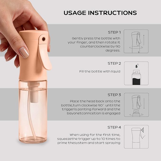 Spray Bottle for Hair, 2 Pack 95ml Small Continuous Water Mist Spray Bottle, Ultra Fine Mist for Face, Hairstyling, Salon, Cleaning, Toners, Hydration & Makeup, Travel Size Leak-Proof Bottles Orange