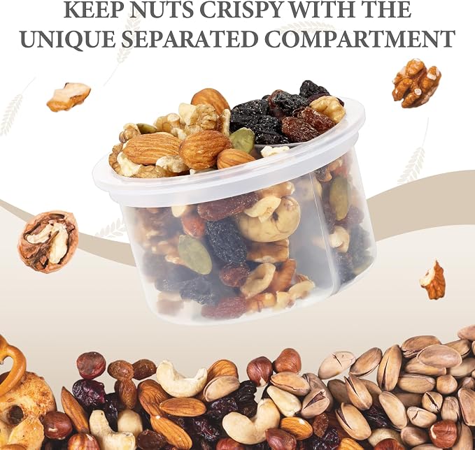 SOLIGT 2 Pack Overnight Oats Containers with Lids (Oat White/Oat White) | Folding Spoons and Divided Compartments for Fruit&Nuts, Small Glass 16oz Mason Jars for Oatmeal Yogurt Parfait