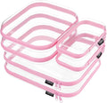 YQBRAO 6 Pack Soft Pink Clear Hard Shell Zipper Case, 1.2mm Crush-Proof Makeup Bag & Skincare Organizer, Heavy Duty Travel Pouches for Toiletries, Art Supplies & Daily Carry (2L+2M+2S)