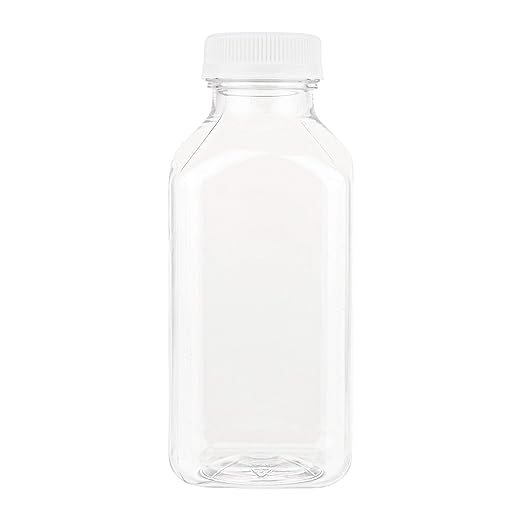 Disposable Juice Container with Caps, 12 Oz Reusable, Clear & Empty Smoothie Bottle For Grab & Go Drink & Juicing Journey, 24 Pack BPA-Free Plastic Water Bottles, Handy, Leak-Proof Beverage Containers