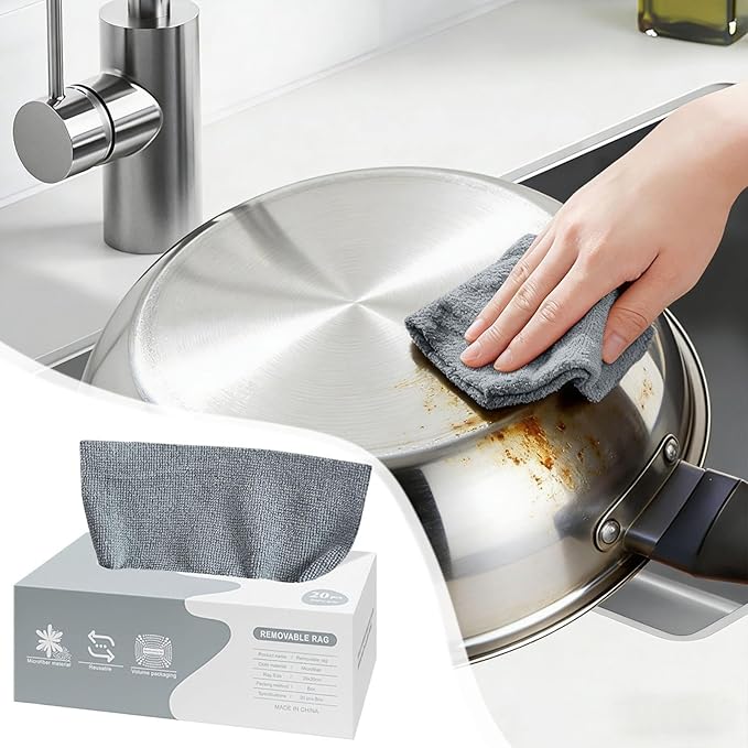 Microfiber Cleaning Cloths in Box, 20 Pack Extract Towels, Lint Free Reusable Rags for Household Kitchen Cleaning, Ultra Absorbent Multi-Purpose Wipes for Car Wash Detailing (03)