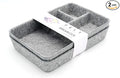 Welaxy Junk Drawer Organizer bin 4 Compartments Office Organizers Bins Felt Trays Drawers 2 dividers Multi-Purpose Storage (Grayx2)
