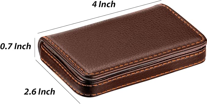 Outus 2 Pcs Business Card Holder, PU Leather Business Card Case Pocket Wallet with Magnetic Shut for Christmas Gift Adult(Coffee and Coffee)