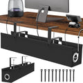 Large Under Desk Cable Management Tray No Drill, Suolaao 30" Cord Organizer with Oxford Fabric, Clamp Mount, Holds 30 lbs, Large Cable Rack for Gaming & Home Office Standing Desk