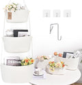 Hanging Basket, 3-Tier Woven Wall Basket with 4 Hooks, Cotton Rope Storage Baskets, Over the Door Organizer for Nursery, Bedroom, Cottage and Boho Wall Decor