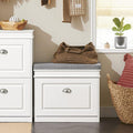 Haotian Small Shoe Cabinet for Entryway | Shoe Storage Bench with 1 Flip-Drawer and Seat Cushion, White, FSR82-K-W