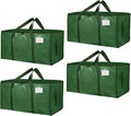 4 Pack-Extra Large Heavy Duty Moving Bags - Waterproof Storage Totes with Handles & Zippers, Foldable for College Dorm, Storage (olive green)