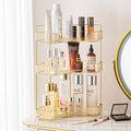shuang qing 3-Tier Corner Bathroom Counter Organizer – Classic Storage Shelf for Makeup, Perfume & Toiletries, Space-Saving Countertop Tray Fits Bathroom, Dresser, Kitchen (Vintage Gold)