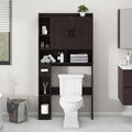 Vabches Over The Toilet Storage Cabinet with 2 Barn Doors, Espresso | Farmhouse Storage Cabinet with Toilet Paper Holder Stand，Home Space-Saving Toilet Rack, for Bathroom, Restroom, Laundry