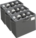 Varhomax Shoe Organizer Box for Closet, Small Fabric Storage Basket 3 Pack | Foldable Shoe Bin with Adjustable Dividers & Clear Cover, Saving Space Sneakers & Sandals Containersfor Entryway, Cubby