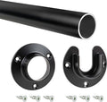 Outwater 32" Black Aluminum Closet Rod Kit – 1-5/16" Diameter with Matching U & O Flanges and Mounting Screws