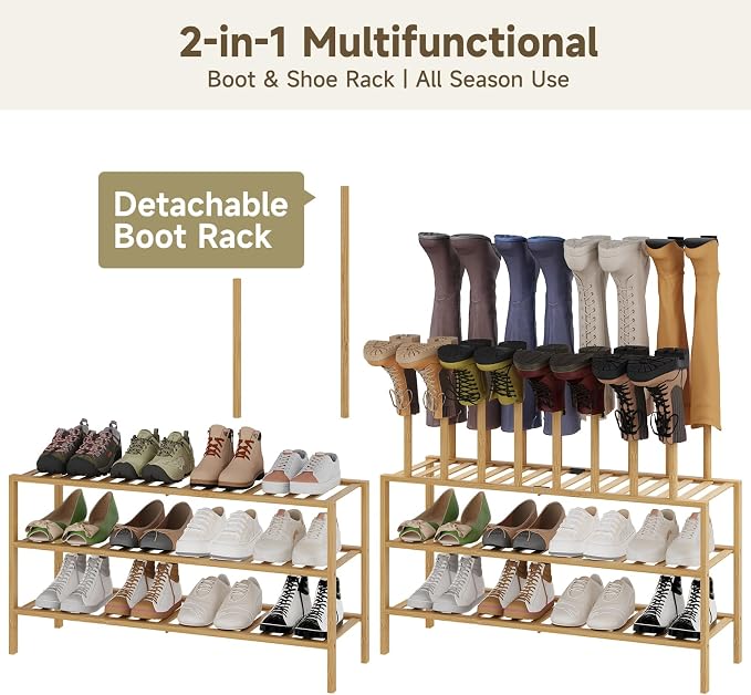 Detachable Boot Rack For Tall Boots Organizer,Outdoor Shoe Rack Storage | 3-Tier Multiuse Shoe Rack For Tall Boots,Closet Organizers And Entryway Storage,Suitable For All Seasons
