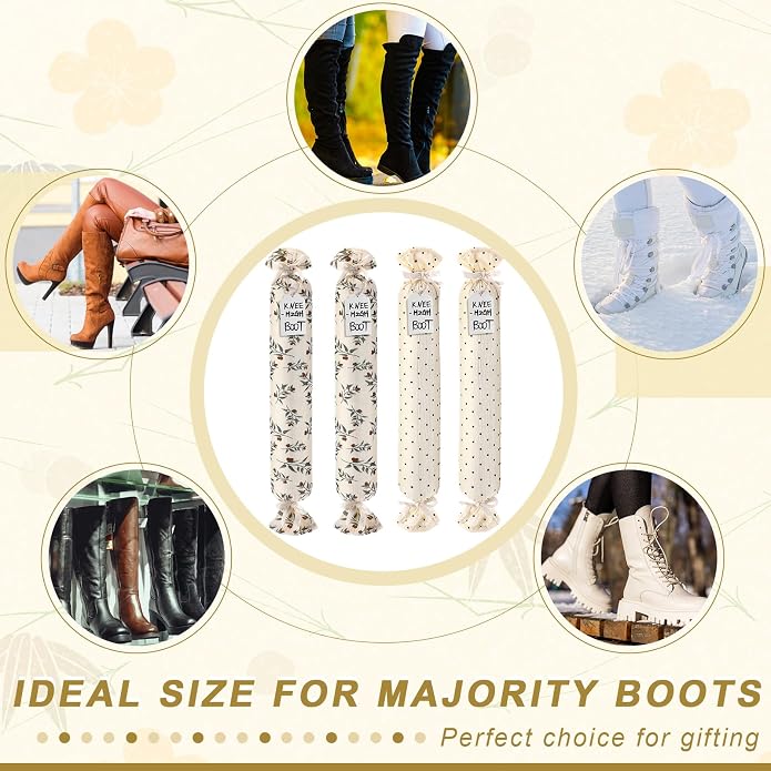 Maiteenly 2 Pairs Boot Shaper Stands with 8 Labels Cotton Tall Boot Inserts for Closet Organization
