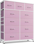 WLIVE Storage Organizer Unit with 11 Fabric Bins, Storage Drawers Organizer with Steel Frame, Tall Storage Tower Organizaton for Living Room, Hallway, Office,A-Pink