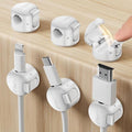 6 Pack Spring Cable Clips,Cord Organizer with Clasp Lock Desk Cable Management Cord Holder Adhesive Phone Charger Cord Clips for Home Office Car Wall Nightstand Accessories White