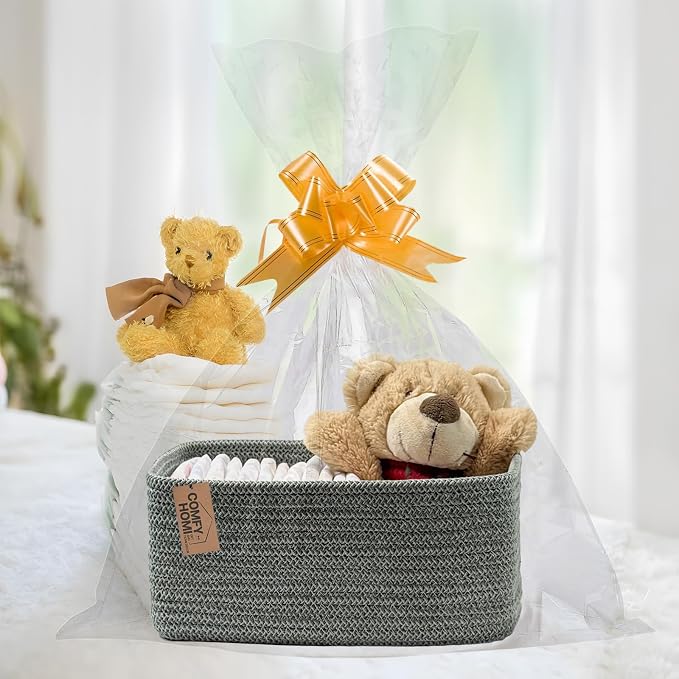 COMFY-HOMI 11.5"x7.5"x4.7" Storage Baskets for Organizing | Cotton Rope Woven Basket | Toy Storage Bin Box | Basket for Shelves, Closet Organizer Bin, Decorative Closet Shelf, 1 Pack