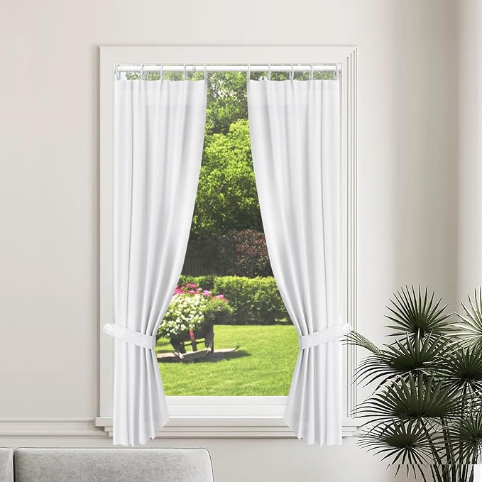 Spring Tension Rods 16-36 Inch, 2Pcs White Adjustable Tension Curtain Rod, Spring Curtain Rods No Drilling Extendable Short Curtain Rod for Curtains, Closet, Kitchen